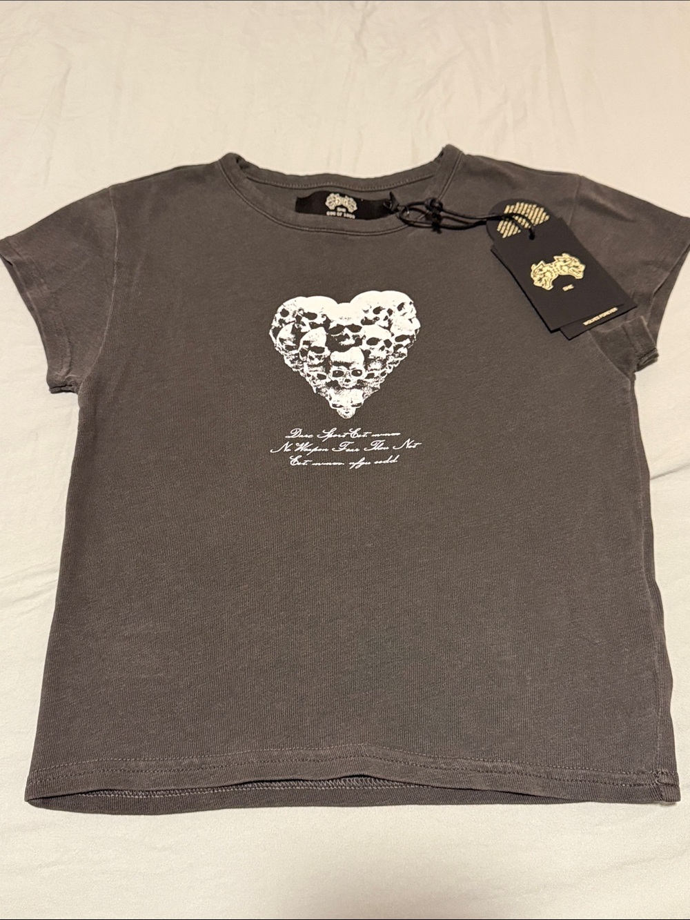 SHE Darc Sport MEMENTO AMORE  Skull Heart Graphic baby Tee